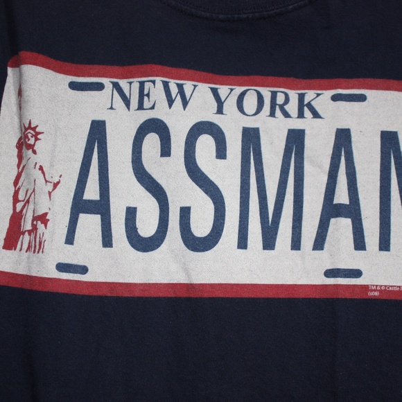 Seinfeld "Assman" T-Shirt XL Blue Kramer Licence Plate Short Sleeve - Picture 2 of 8